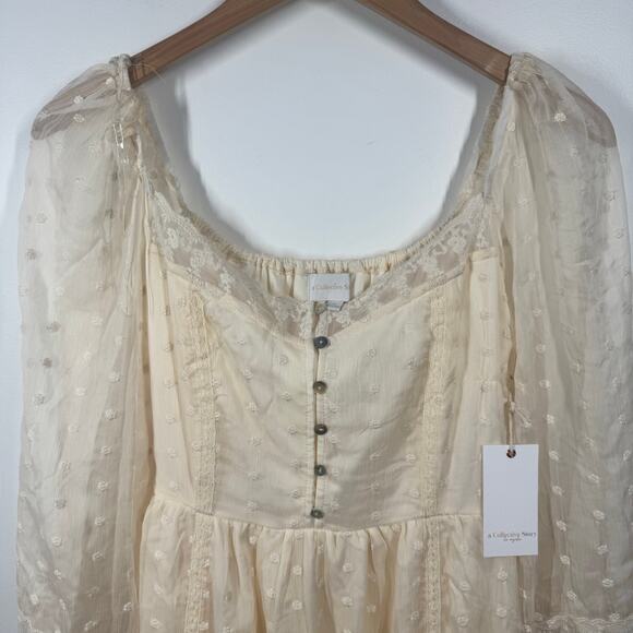 A Collective Story Dress Women M NWT Cream Midi Cream Lace #AD0181-FJA Cottage - Picture 5 of 15